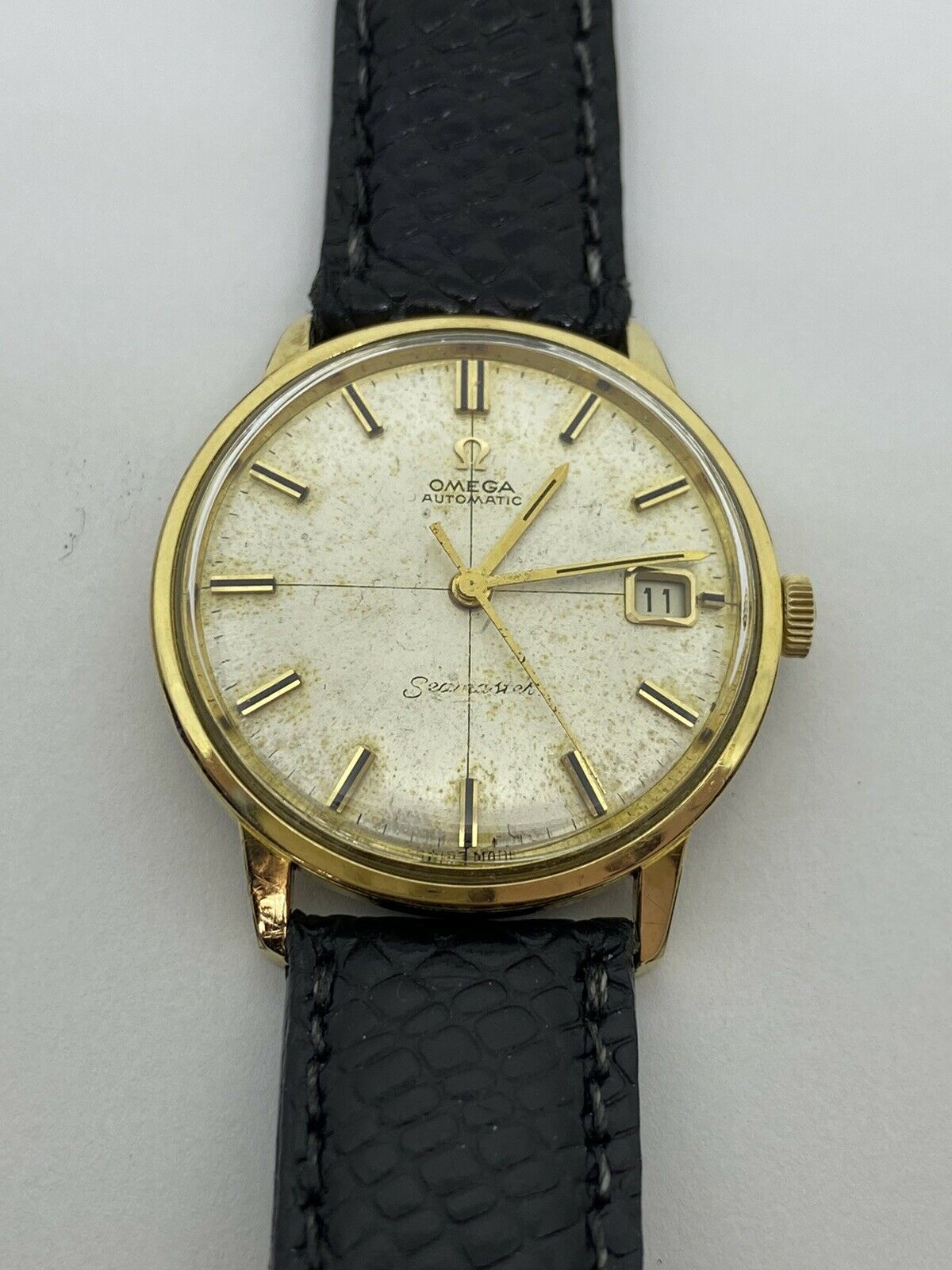 Vintage Omega Seamaster Date Cross Dial 166.001 Cal 562 34mm